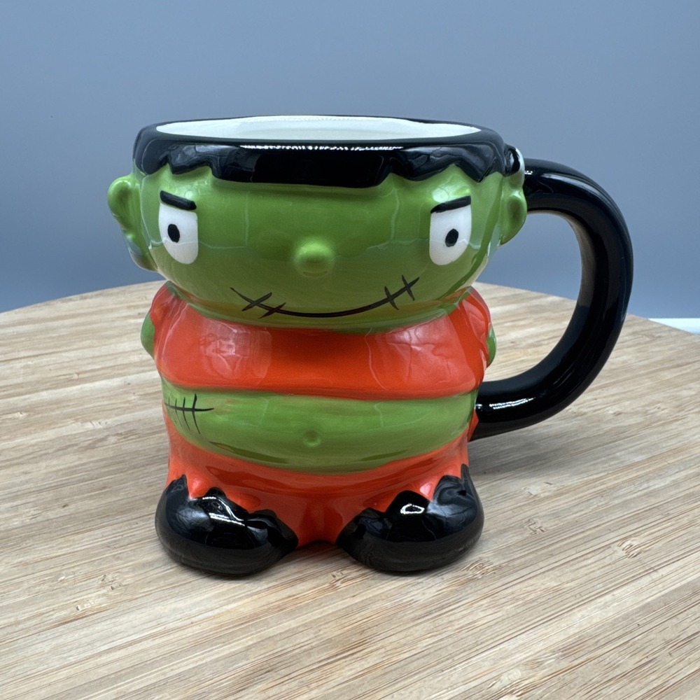 Frankenstein Halloween Ceramic Figural Mug Green Monster 3D Coffee Cup